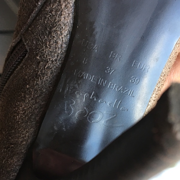 Anthropologie Brown Faux Suede Heeled Ankle Boots Size 8 - Picture 8 of 8